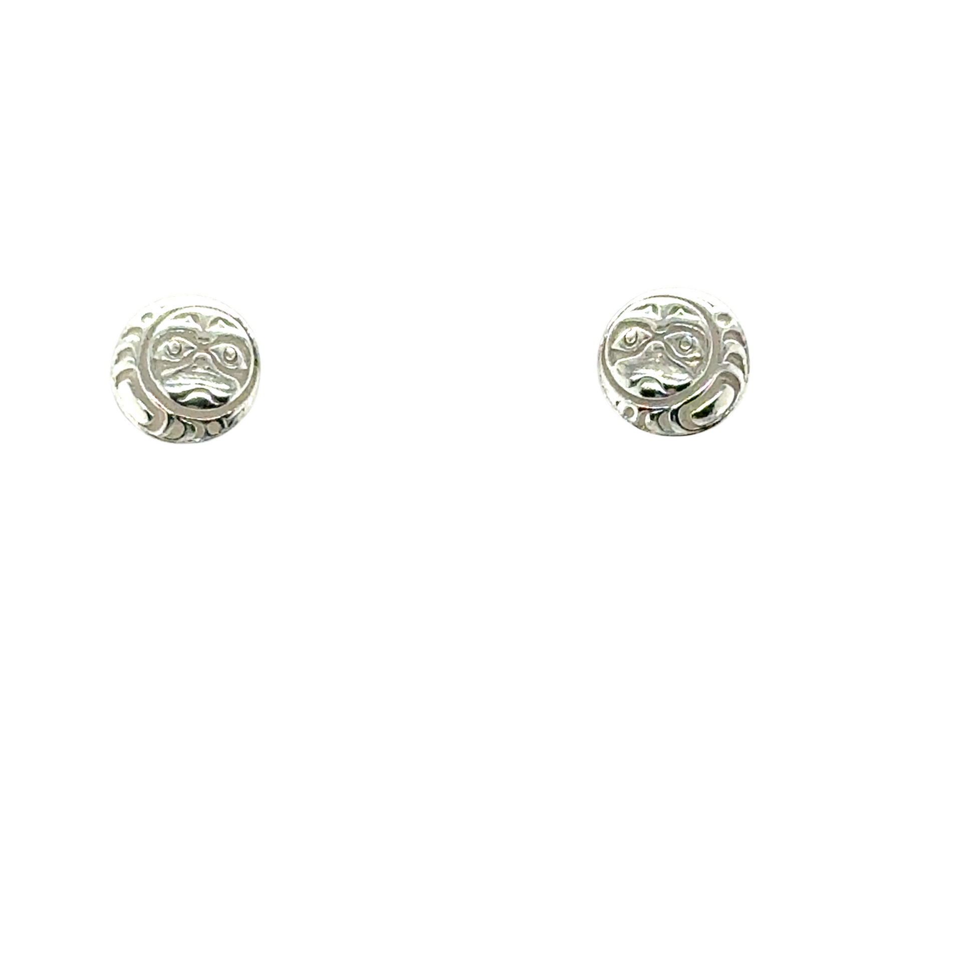 Studs - Sterling Silver - Round - Mini - 8mm - Moon