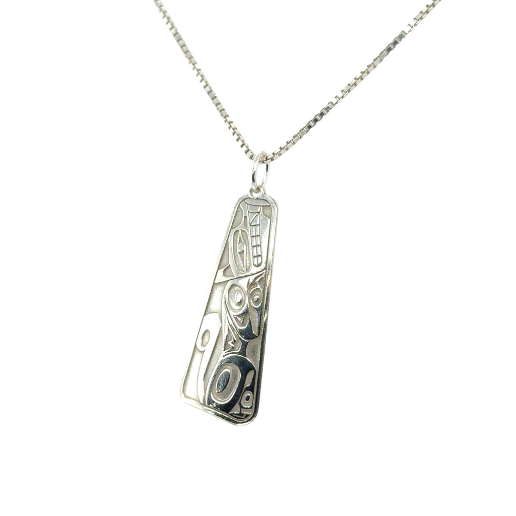 Pendant - Sterling Silver - Triangle - Wolf - 30mm