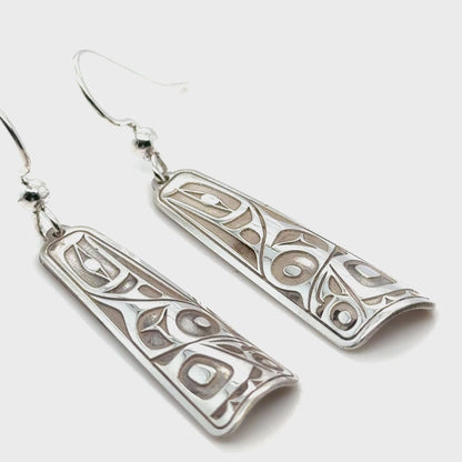 Earrings - Sterling Silver - Drop - Long Triangle - Raven - 32mm