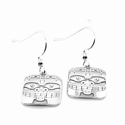 Earrings - Sterling Silver - Drop - Square - Bear & Frog - 15mm