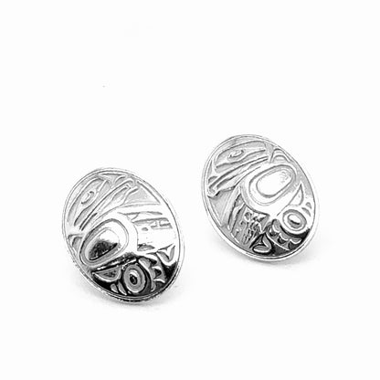 Studs - Sterling Silver - Oval - Medium - Eagle - 17mm
