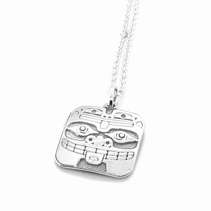 Pendant - Sterling Silver - Square - Bear & Frog - Micro - 15mm