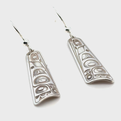 Earrings - Sterling Silver - Drop - Long Triangle - Hummingbird - 32mm