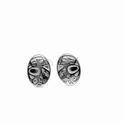 Studs - Sterling Silver - Oval - Micro - Eagle - 10mm