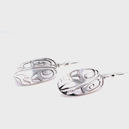 Earrings - Sterling Silver - Drop - Oval - Raven - 24mm