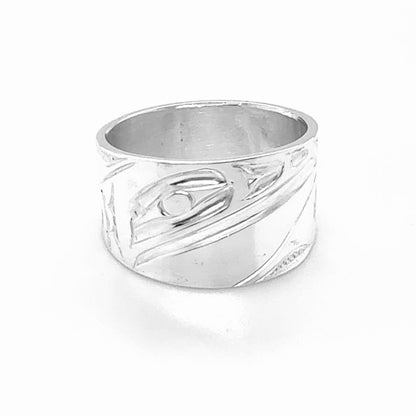 Ring - Sterling Silver - 1/2" - Raven - Size 8