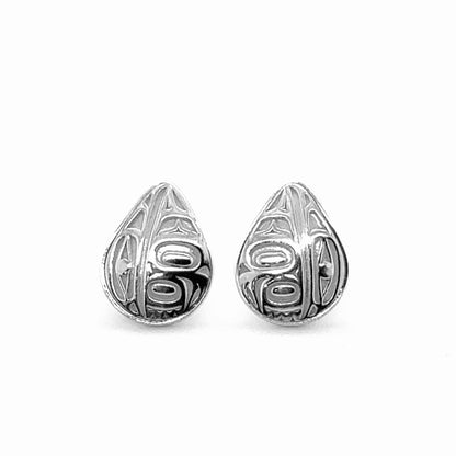 Studs - Sterling Silver - Teardrop - Small - Raven - 14mm