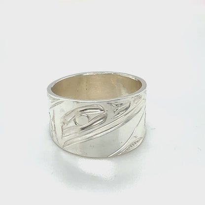 Ring - Sterling Silver - 1/2" - Raven - Size 8
