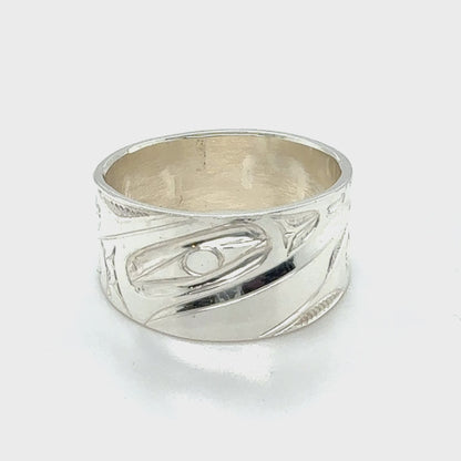 Ring - Sterling Silver - 1/2" - Raven - Size 12.5